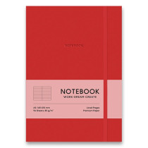 Zápisník Shkolyaryk Genius - tvrdé desky A5, linkovaný, výběr barev červený