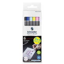 Popisovač Schneider Paint-it 070 Brush sada, 6 ks, pastelové barvy