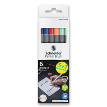 Popisovač Schneider Paint-it 070 Brush sada 6 ks, základní a pastelové barvy